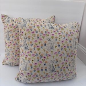 Threshold Target EASTER BUNNY TOSS PILLOWS Floral Flower Square (2 LOT)